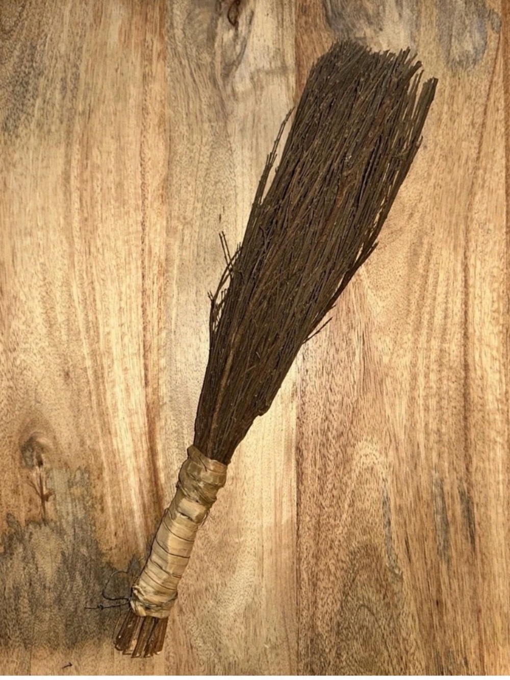 Antique Hand-Tied Twig Broom from Portugal